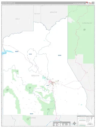 Graham County, AZ Classic style ZIP Code wall map