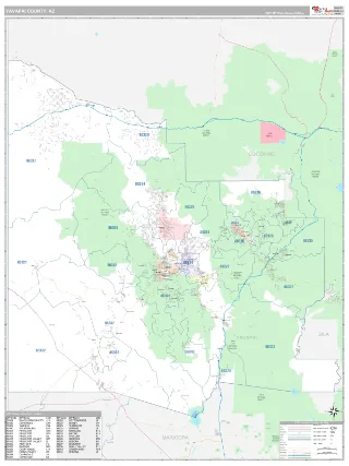 Yavapai County, AZ Classic style ZIP Code wall map