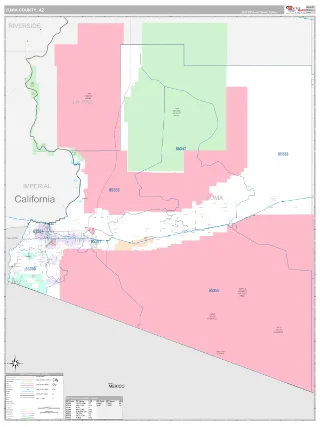 Yuma County, AZ Classic style ZIP Code wall map