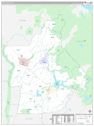 Butte County, CA Classic style ZIP Code wall map