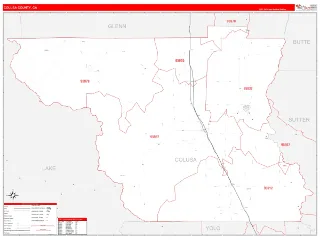 Colusa County, CA RedLine style ZIP Code wall map