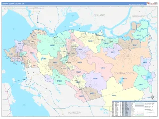 Contra Costa County, CA ColorCast style ZIP Code wall map