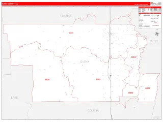 Glenn County, CA RedLine style ZIP Code wall map