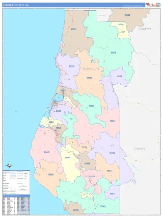Humboldt County, CA ColorCast style ZIP Code wall map