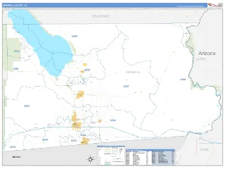 Imperial County, CA Business Reference style ZIP Code wall map