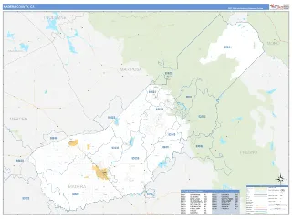 Madera County, CA Business Reference style ZIP Code wall map