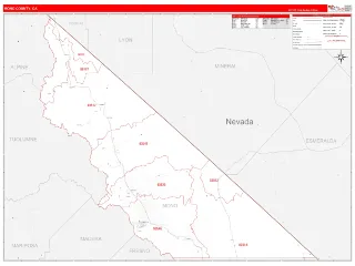 Mono County, CA RedLine style ZIP Code wall map