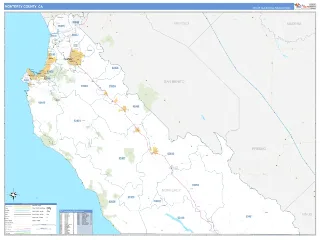 Monterey County, CA Business Reference style ZIP Code wall map