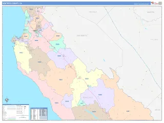 Monterey County, CA ColorCast style ZIP Code wall map