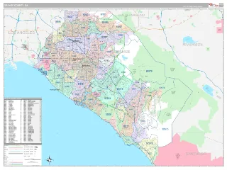 Orange County, CA Classic style ZIP Code wall map
