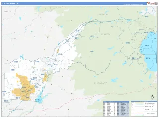 Placer County, CA Business Reference style ZIP Code wall map