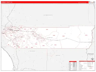Riverside County, CA RedLine style ZIP Code wall map