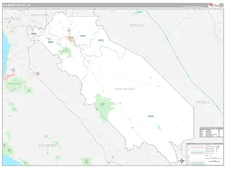 San Benito County, CA Classic style ZIP Code wall map
