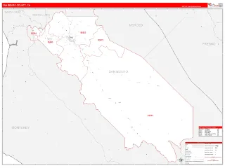 San Benito County, CA RedLine style ZIP Code wall map