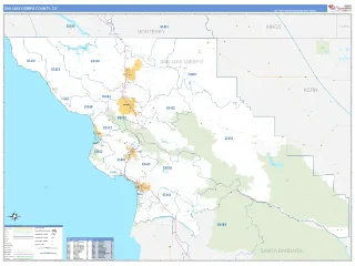 San Luis Obispo County, CA Business Reference style ZIP Code wall map