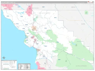 San Luis Obispo County, CA Classic style ZIP Code wall map