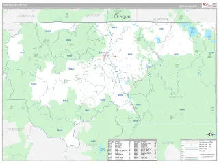 Siskiyou County, CA Classic style ZIP Code wall map