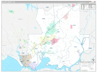Solano County, CA Classic style ZIP Code wall map