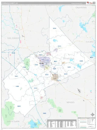 Stanislaus County, CA Classic style ZIP Code wall map