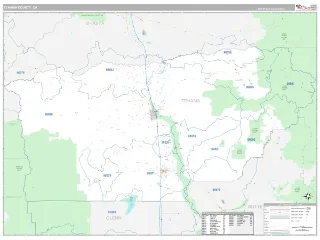 Tehama County, CA Classic style ZIP Code wall map