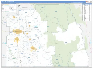 Tulare County, CA Business Reference style ZIP Code wall map