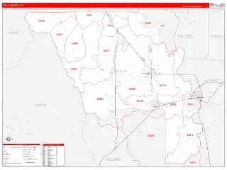 Yolo County, CA RedLine style ZIP Code wall map