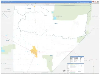 Alamosa County, CO Business Reference style ZIP Code wall map