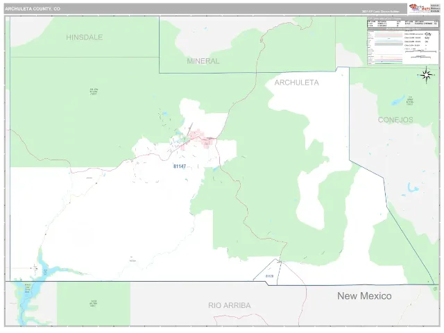 Archuleta County, CO ZIP Code Wall Map, Classic style