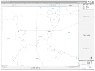 Baca County, CO Classic style ZIP Code wall map