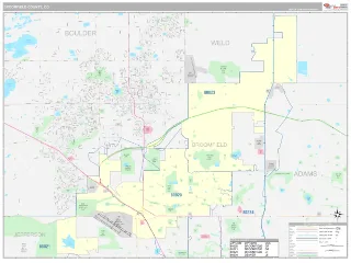 Broomfield County, CO Classic style ZIP Code wall map