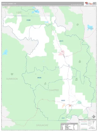 Chaffee County, CO Classic style ZIP Code wall map