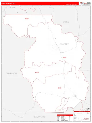 Chaffee County, CO RedLine style ZIP Code wall map