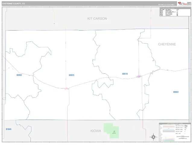 Cheyenne County, CO ZIP Code Wall Map, Classic style