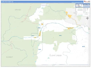 Clear Creek County, CO Business Reference style ZIP Code wall map