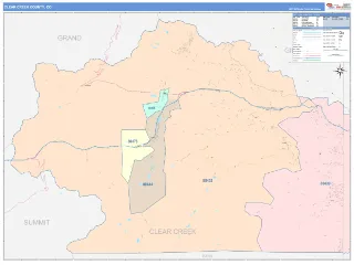 Clear Creek County, CO ColorCast style ZIP Code wall map