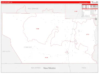 Conejos County, CO RedLine style ZIP Code wall map