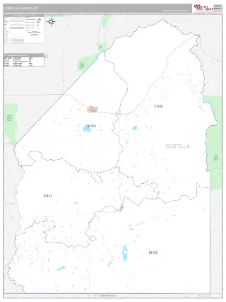 Costilla County, CO Classic style ZIP Code wall map