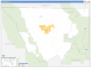 Custer County, CO Business Reference style ZIP Code wall map
