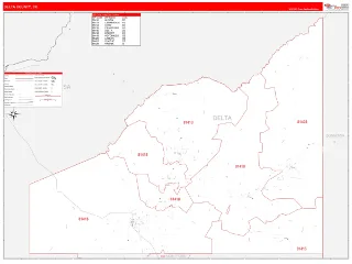 Delta County, CO RedLine style ZIP Code wall map