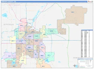 Denver County, CO ColorCast style ZIP Code wall map