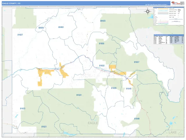 Eagle County, CO ZIP Code Wall Map, Business Reference style