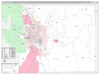 El Paso County, CO Classic style ZIP Code wall map