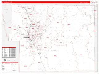 El Paso County, CO RedLine style ZIP Code wall map