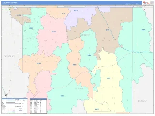Elbert County, CO ColorCast style ZIP Code wall map
