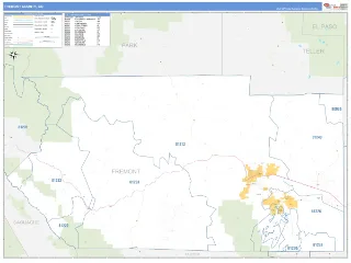 Fremont County, CO Business Reference style ZIP Code wall map