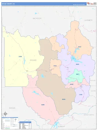 Grand County, CO ColorCast style ZIP Code wall map