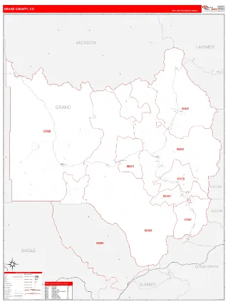 Grand County, CO RedLine style ZIP Code wall map