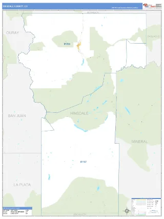 Hinsdale County, CO Business Reference style ZIP Code wall map