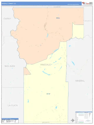Hinsdale County, CO ColorCast style ZIP Code wall map