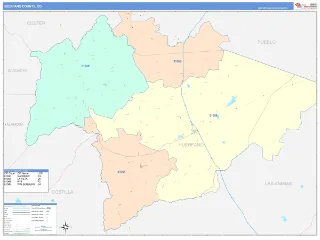 Huerfano County, CO ColorCast style ZIP Code wall map